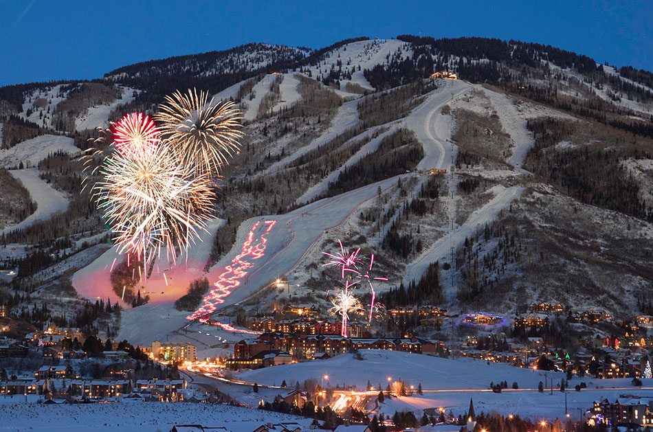 New Year's Eve Fireworks and Light Up Snow Cat Parade